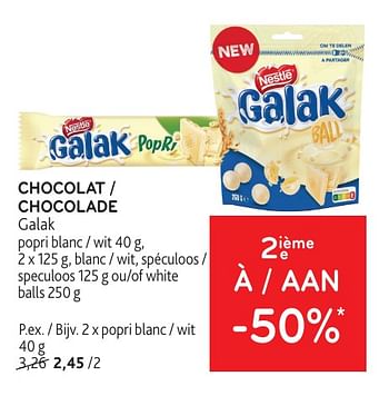 Promotions Chocolat galak popri blanc - Galak - Valide de 22/05/2024 à 04/06/2024 chez Alvo