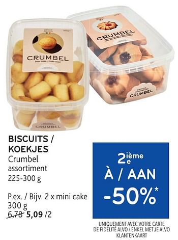 Promotions Biscuits crumbel mini cake - Crumbel - Valide de 22/05/2024 à 04/06/2024 chez Alvo