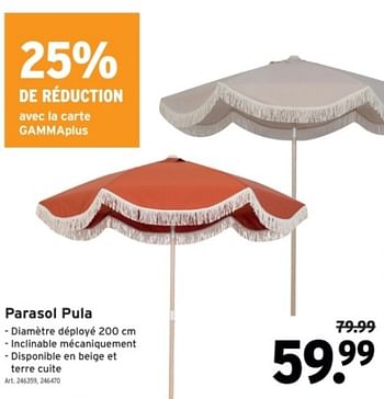 Promotions Parasol pula - Produit maison - Gamma - Valide de 22/05/2024 à 04/06/2024 chez Gamma