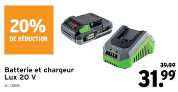 Promotions Batterie et chargeur lux 2o v - Lux Tools - Valide de 22/05/2024 à 04/06/2024 chez Gamma
