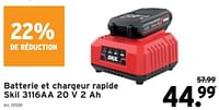 Promotions Batterie et chargeur rapide skil 3116aa 20 v 2 ah - Skil - Valide de 22/05/2024 à 04/06/2024 chez Gamma