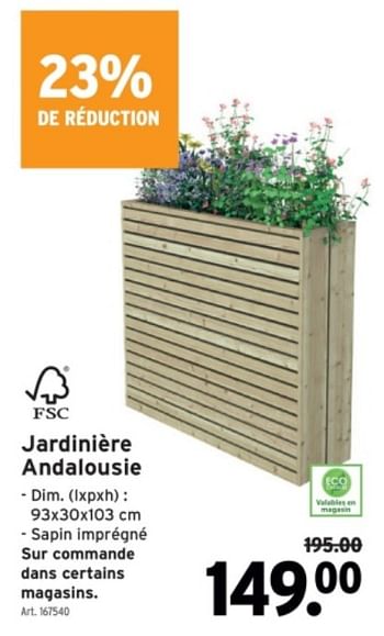 Promotions Jardiniere andalousie - Produit maison - Gamma - Valide de 22/05/2024 à 04/06/2024 chez Gamma