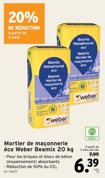 Promotions Mortier de maconnerie eco weber beamix - Weber - Valide de 22/05/2024 à 04/06/2024 chez Gamma