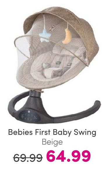 Promoties Bebies first baby swing - bebiesfirst - Geldig van 25/05/2024 tot 31/05/2024 bij Baby & Tiener Megastore