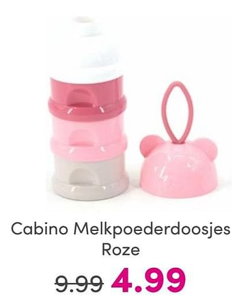 Promoties Cabino melkpoederdoosjes roze - Cabino - Geldig van 25/05/2024 tot 31/05/2024 bij Baby & Tiener Megastore