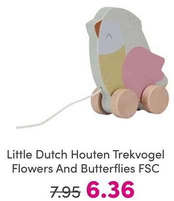 Promoties Little dutch houten trekvogel flowers and butterflies fsc - Little Dutch - Geldig van 25/05/2024 tot 31/05/2024 bij Baby & Tiener Megastore