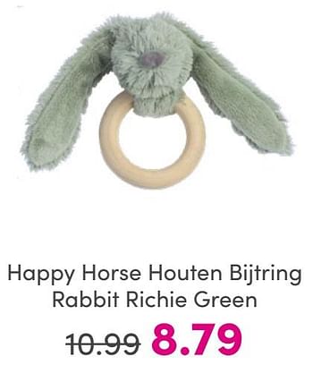 Promoties Happy horse houten bijtring rabbit richie green - Happy Horse - Geldig van 25/05/2024 tot 31/05/2024 bij Baby & Tiener Megastore
