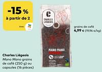 Promotions Charles liégeois mano mano grains de café - Charles Liegeois - Valide de 22/05/2024 à 18/06/2024 chez Bioplanet