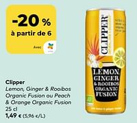 Promotions Clipper lemon, ginger + rooibos organic fusion ou peach + orange organic fusion - Clipper - Valide de 22/05/2024 à 18/06/2024 chez Bioplanet