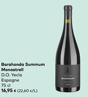 Promotions Barahonda summum monastrell d.o. yecla espagne - Vins rouges - Valide de 22/05/2024 à 18/06/2024 chez Bioplanet