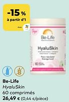 Promotions Be-life hyaluskin - Be-life - Valide de 22/05/2024 à 18/06/2024 chez Bioplanet