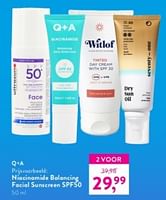 Promoties Niacinamide balancing facial sunscreen spf50 - Q + A - Geldig van 26/05/2024 tot 02/06/2024 bij Holland & Barret