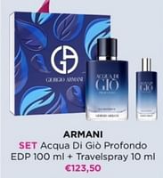 Promoties Armani set acqua di gio profondo + travelspray - Armani - Geldig van 27/05/2024 tot 09/06/2024 bij ICI PARIS XL