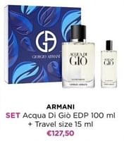 Promoties Armani set acqua di gio + travel size - Armani - Geldig van 27/05/2024 tot 09/06/2024 bij ICI PARIS XL