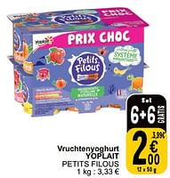 Promoties Vruchtenyoghurt yoplait petits filous - Yoplait - Geldig van 28/05/2024 tot 03/06/2024 bij Cora