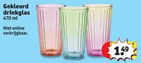 Promoties Gekleurd drinkglas - Huismerk - Kruidvat - Geldig van 28/05/2024 tot 09/06/2024 bij Kruidvat