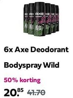 Promoties Axe deodorant bodyspray wild - Axe - Geldig van 27/05/2024 tot 02/06/2024 bij Plein