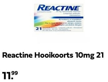Promoties Reactine hooikoorts 10mg 21 - Reactine - Geldig van 27/05/2024 tot 02/06/2024 bij Plein