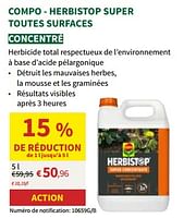 Promotions Compo - herbistop super toutes surfaces - Compo - Valide de 22/05/2024 à 02/06/2024 chez Horta