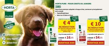 Promotions Horta pure - pour chiots ou juniors mini puppy poulet + riz - Produit maison - Horta - Valide de 22/05/2024 à 02/06/2024 chez Horta