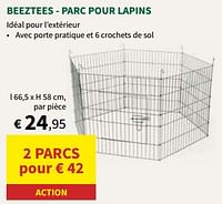 Promotions Beeztees - parc pour lapins - Beeztees - Valide de 22/05/2024 à 02/06/2024 chez Horta