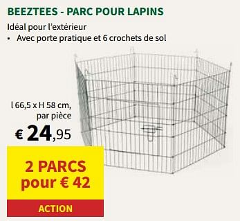 Promotions Beeztees - parc pour lapins - Beeztees - Valide de 22/05/2024 à 02/06/2024 chez Horta