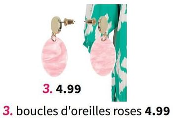 Promotions Boucles d`oreilles roses - Produit maison - Wibra - Valide de 21/05/2024 à 03/06/2024 chez Wibra