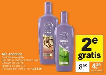 Promoties Classic shampoo iedere dag - Andrelon - Geldig van 26/05/2024 tot 02/06/2024 bij Albert Heijn