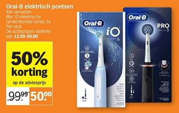 Promoties Oral-b io elektrische tandenborstel series 3s - Oral-B - Geldig van 26/05/2024 tot 02/06/2024 bij Albert Heijn
