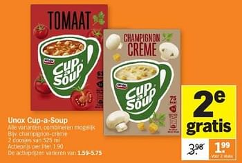 Promoties Unox cup-a-soup champignon-crème - Unox - Geldig van 26/05/2024 tot 02/06/2024 bij Albert Heijn