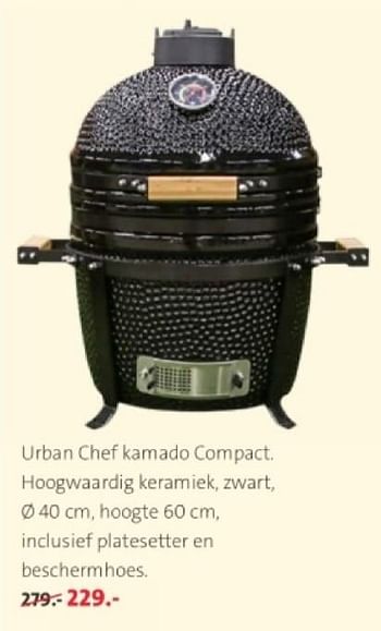 Promoties Urban chef kamado compact - Huismerk - Intratuin - Geldig van 27/05/2024 tot 09/06/2024 bij Intratuin