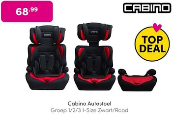 Promoties Cabino autostoel i-size zwart-rood - Cabino - Geldig van 25/05/2024 tot 31/05/2024 bij Baby & Tiener Megastore