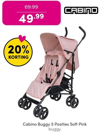 Promoties Cabino buggy 5 posities soft pink - Cabino - Geldig van 25/05/2024 tot 31/05/2024 bij Baby & Tiener Megastore