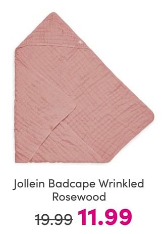 Promoties Jollein badcape wrinkled rosewood - Jollein - Geldig van 25/05/2024 tot 31/05/2024 bij Baby & Tiener Megastore