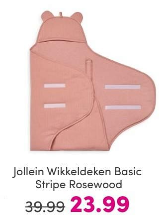 Promoties Jollein wikkeldeken basic stripe rosewood - Jollein - Geldig van 25/05/2024 tot 31/05/2024 bij Baby & Tiener Megastore