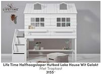 Life time halfhoogslaper hutbed lake house wit gelakt-Lifetime