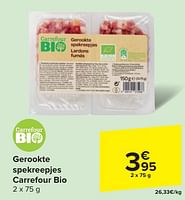 Promoties Gerookte spekreepjes carrefour bio - Huismerk - Carrefour  - Geldig van 29/05/2024 tot 10/06/2024 bij Carrefour