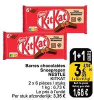 Promotions Barres chocolatées snoeprepen nestle kitkat - Nestlé - Valide de 28/05/2024 à 03/06/2024 chez Cora