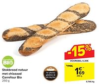 Promoties Stokbrood natuur met chiazaad carrefour bio - Huismerk - Carrefour  - Geldig van 29/05/2024 tot 10/06/2024 bij Carrefour