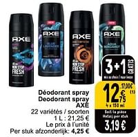 Promotions Déodorant spray deodorant spray axe - Axe - Valide de 28/05/2024 à 03/06/2024 chez Cora