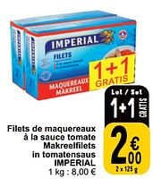 Promotions Filets de maquereaux à la sauce tomate makreelfilets in tomatensaus imperial - Imperial Poissons - Valide de 28/05/2024 à 03/06/2024 chez Cora