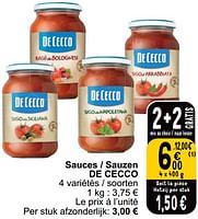 Promotions Sauces - sauzen de cecco - De Cecco - Valide de 28/05/2024 à 03/06/2024 chez Cora