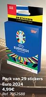 Promoties Pack van 29 stickers euro 2024 - Topps - Geldig van 29/05/2024 tot 17/06/2024 bij Carrefour