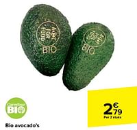 Promoties Bio avocado`s - Huismerk - Carrefour  - Geldig van 29/05/2024 tot 04/06/2024 bij Carrefour