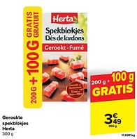 Promoties Gerookte spekblokjes herta - Herta - Geldig van 29/05/2024 tot 04/06/2024 bij Carrefour