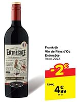 Promoties Vin de pays d`oc entrecôte rood - Rode wijnen - Geldig van 29/05/2024 tot 04/06/2024 bij Carrefour