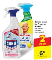 Promoties Gamma sprays mr. propre en antikal - Huismerk - Carrefour  - Geldig van 29/05/2024 tot 04/06/2024 bij Carrefour