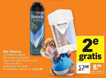 Promotions Maximum protection clean scent anti-transpirant - Rexona - Valide de 26/05/2024 à 02/06/2024 chez Albert Heijn