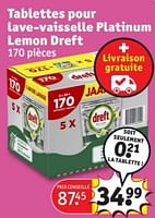 Promotions Tablettes pour lave-vaisselle platinum lemon dreft - Dreft - Valide de 28/05/2024 à 09/06/2024 chez Kruidvat