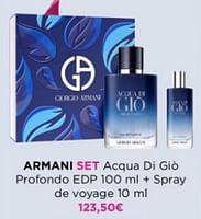 Promotions Armani set acqua di gio profondo edp + spray de voyage - Armani - Valide de 27/05/2024 à 09/06/2024 chez ICI PARIS XL
